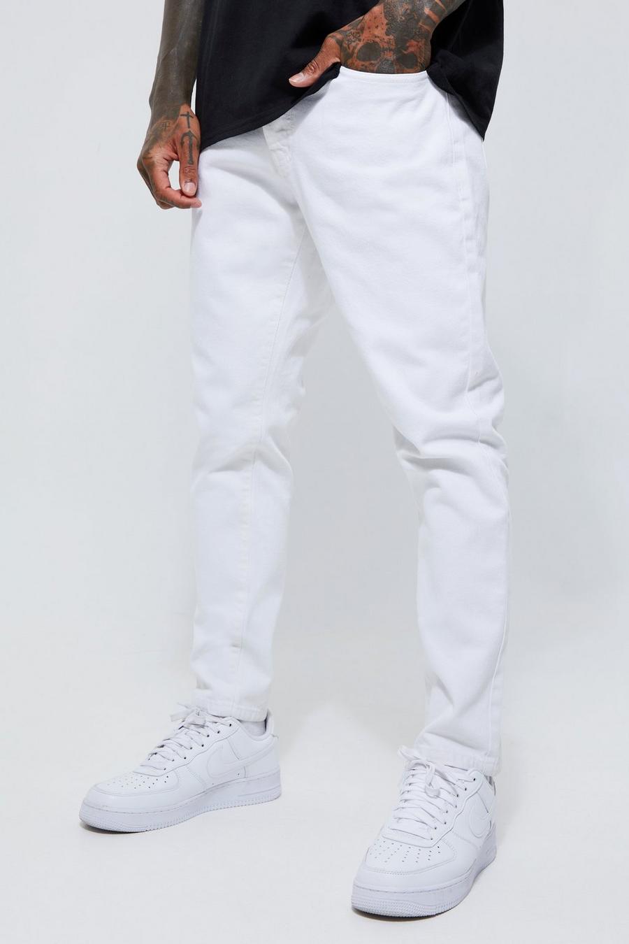 White Tapered Fit Rigid Jeans image number 1