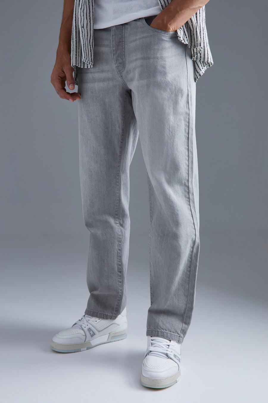 Light grey grå Relaxed Fit Rigid Jeans image number 1