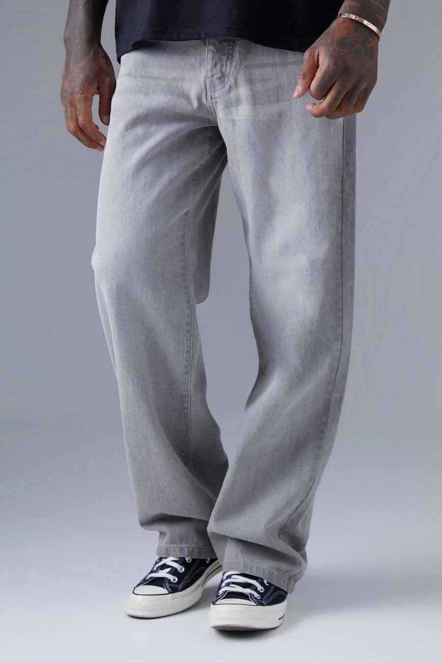 Light grey Baggy jeans i rigid denim image number 1