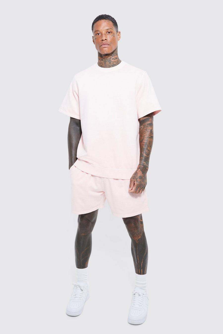 Dusky pink Short Relaxed Fit Garment Dyed Jersey Short