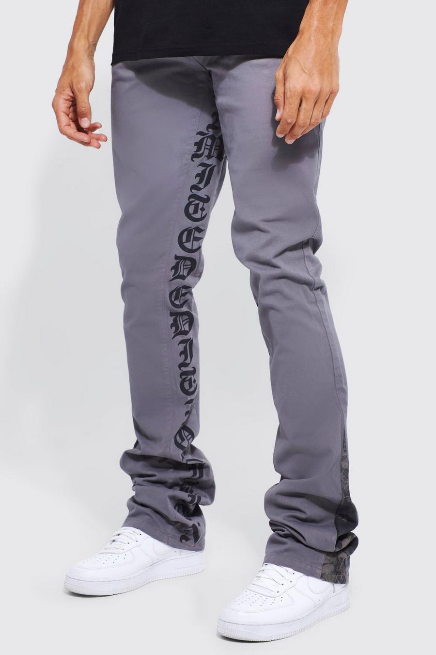 Tall Fixed Skinny Gusset Camo Cargo Trouser, Charcoal grigio