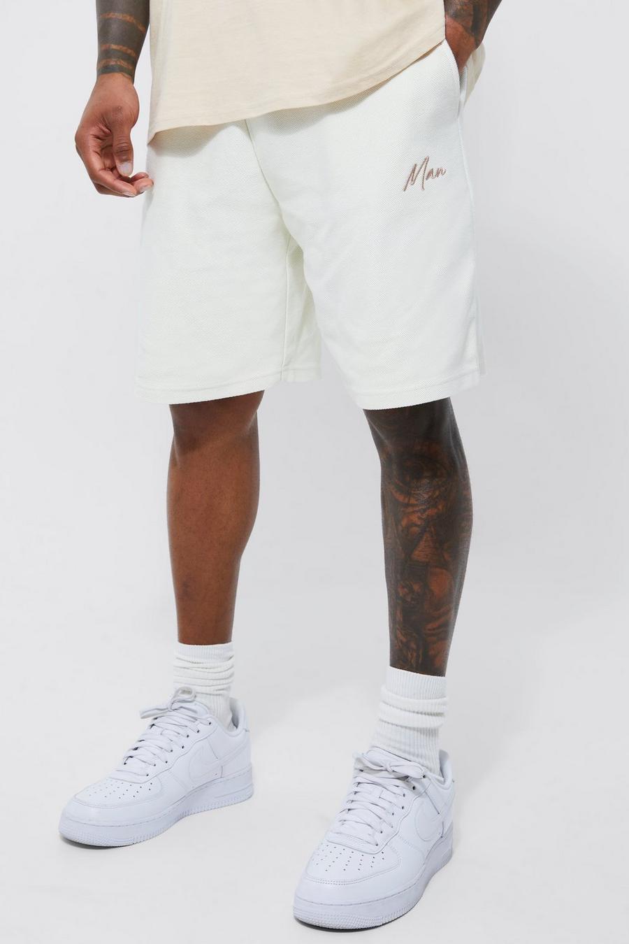 Ecru blanco Relaxed Fit Man Jersey Twill Shorts