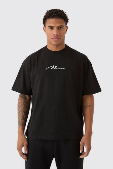 Man Signature Oversized Crew Neck T-shirt black