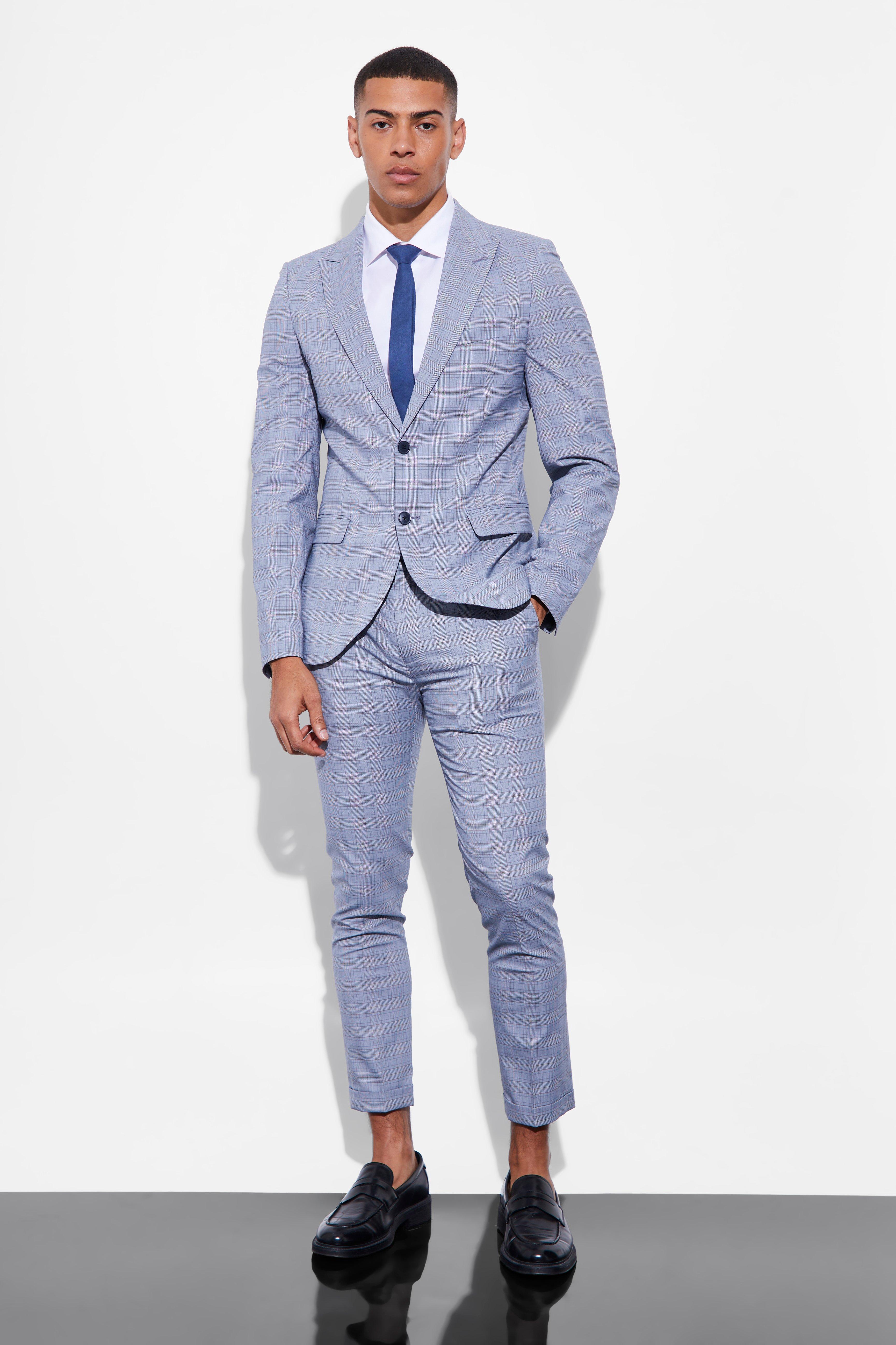 Skinny Single Breasted Check Suit Jacket