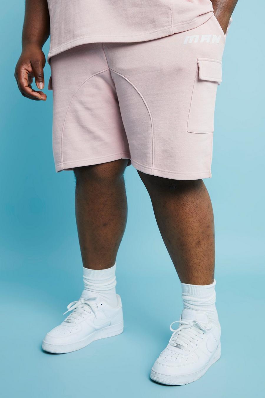 Pink Plus Loose Fit Panelled Cargo Shorts image number 1