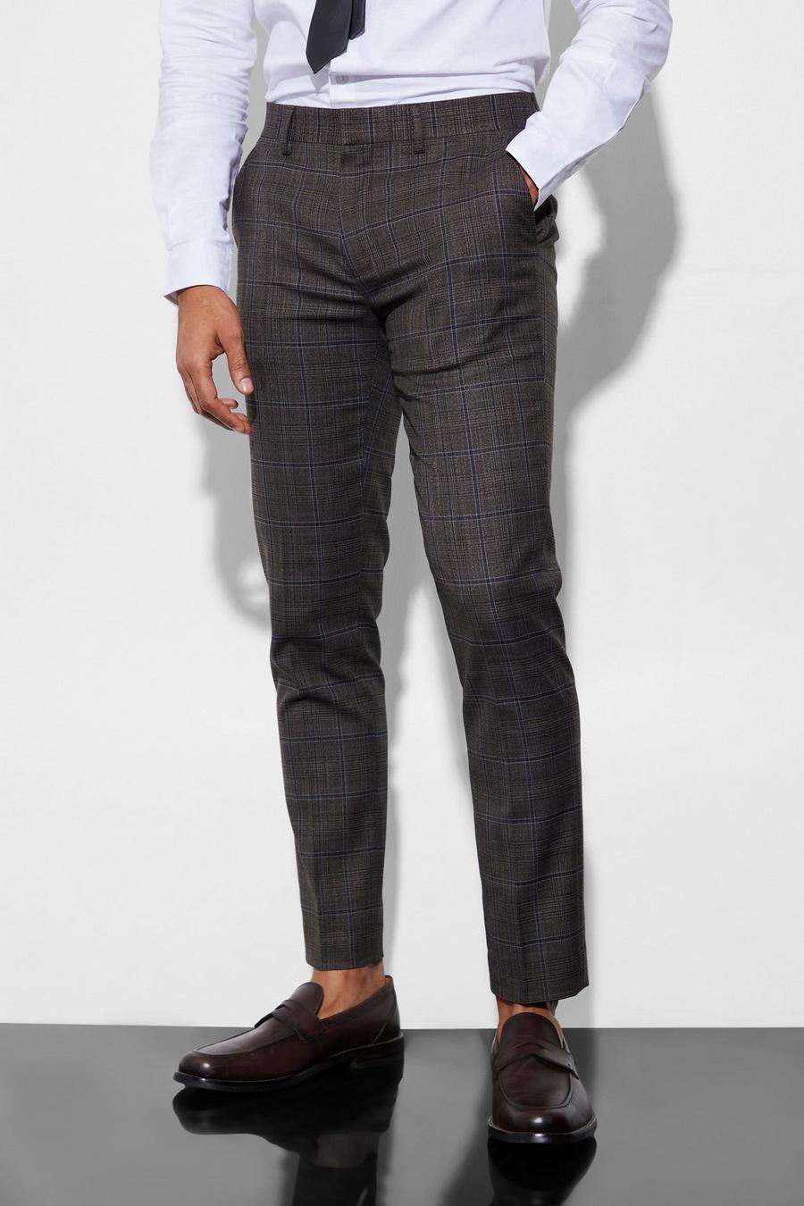 Multi Slim Large Check Suit Trousers image number 1