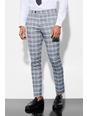 Light grey Skinny Fit Checked Suit Trousers