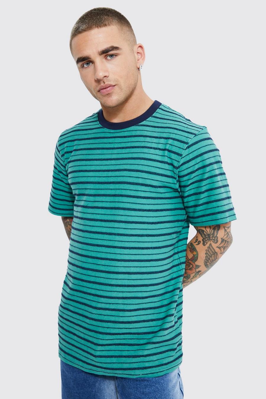 Green grün Jacquard Stripe T-shirt