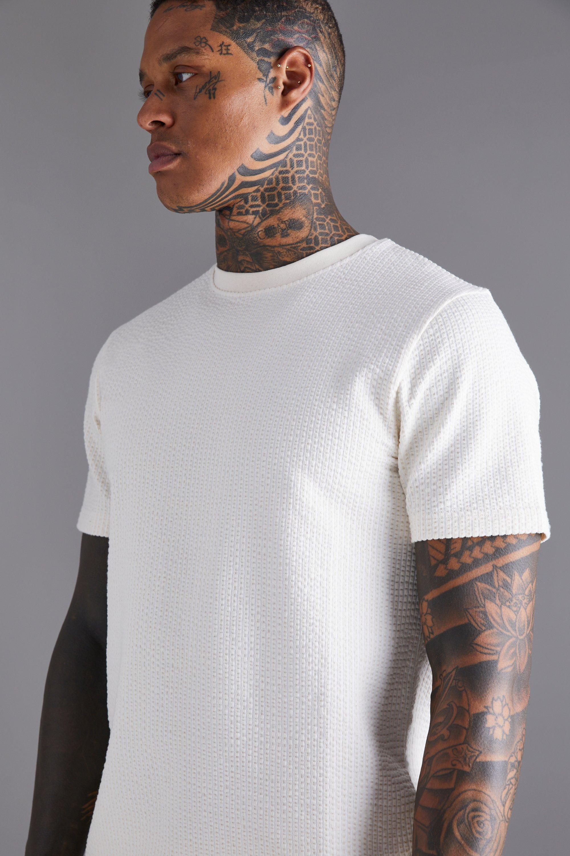 Slim Fit Popcorn Jacquard T shirt