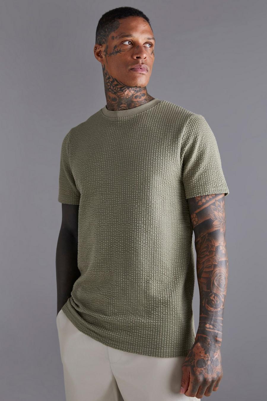 Slim-Fit Jacquard T-Shirt, Olive green