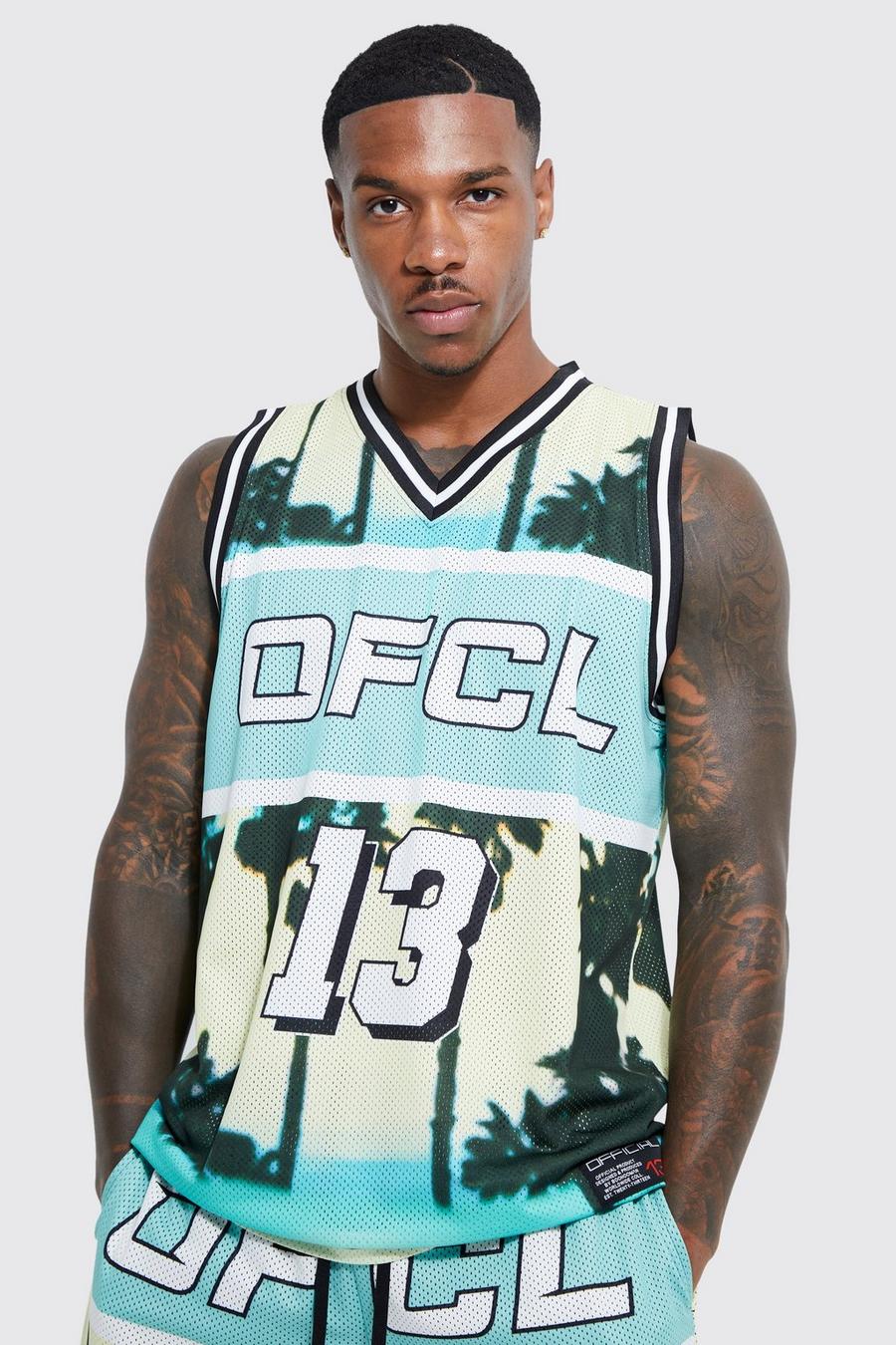 Black Ofcl Palm Print Mesh Basketball Vest image number 1