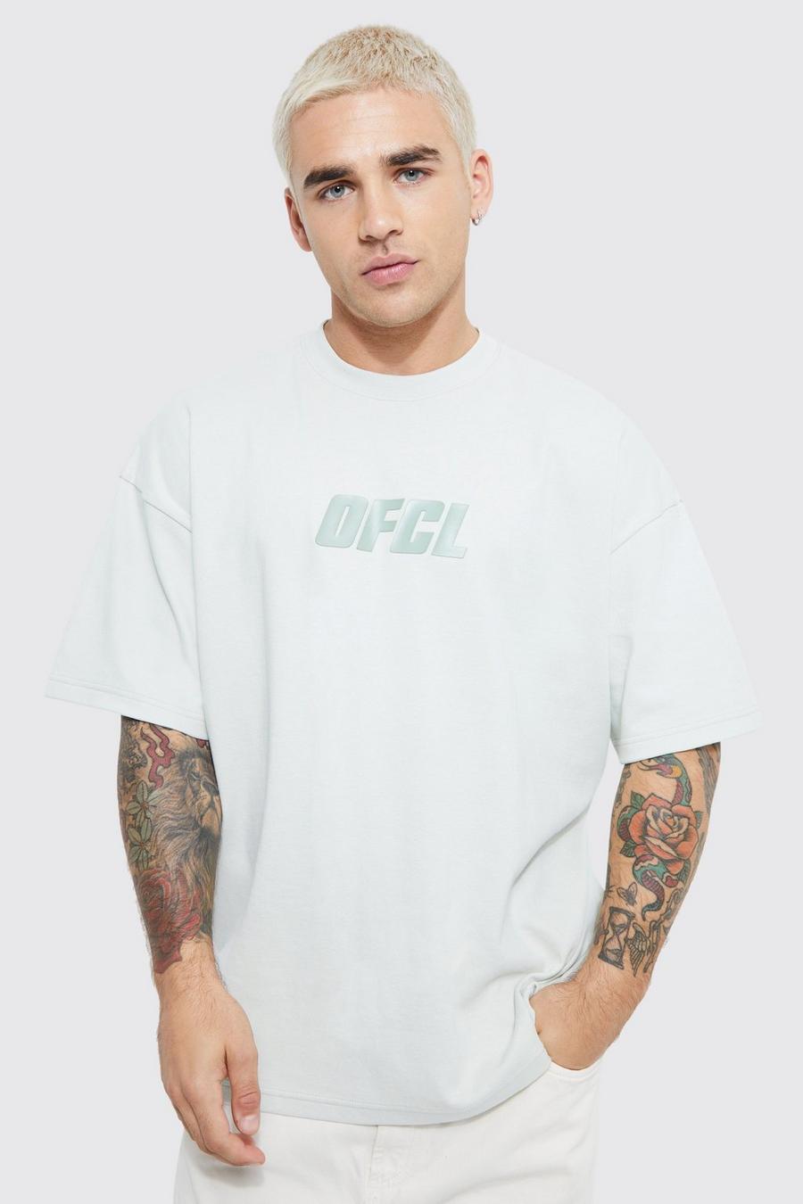 Camiseta oversize gruesa con estampado de espuma, Sage image number 1