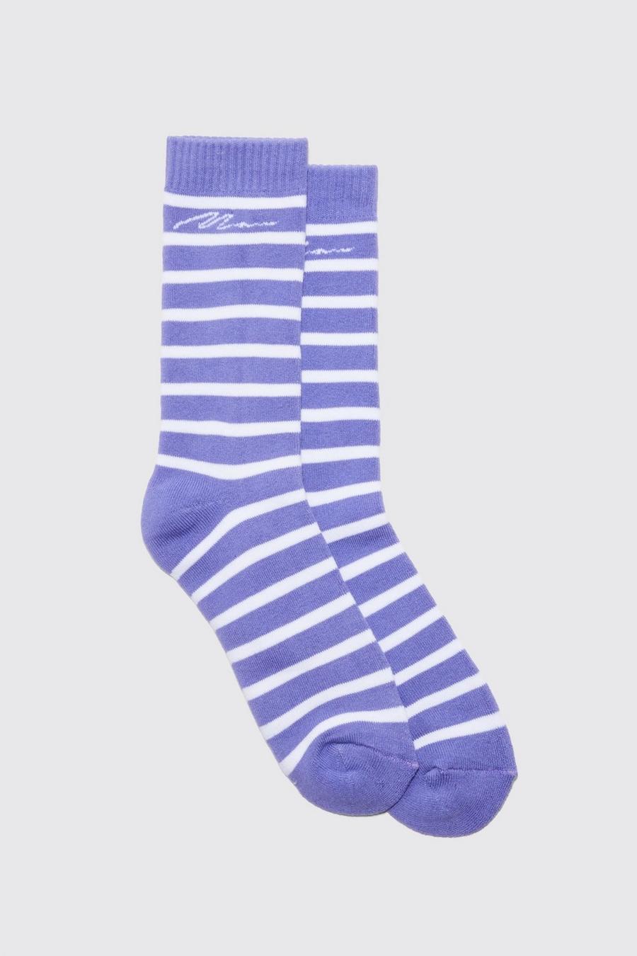 Gestreifte Man Signature Sport-Socken, Purple image number 1