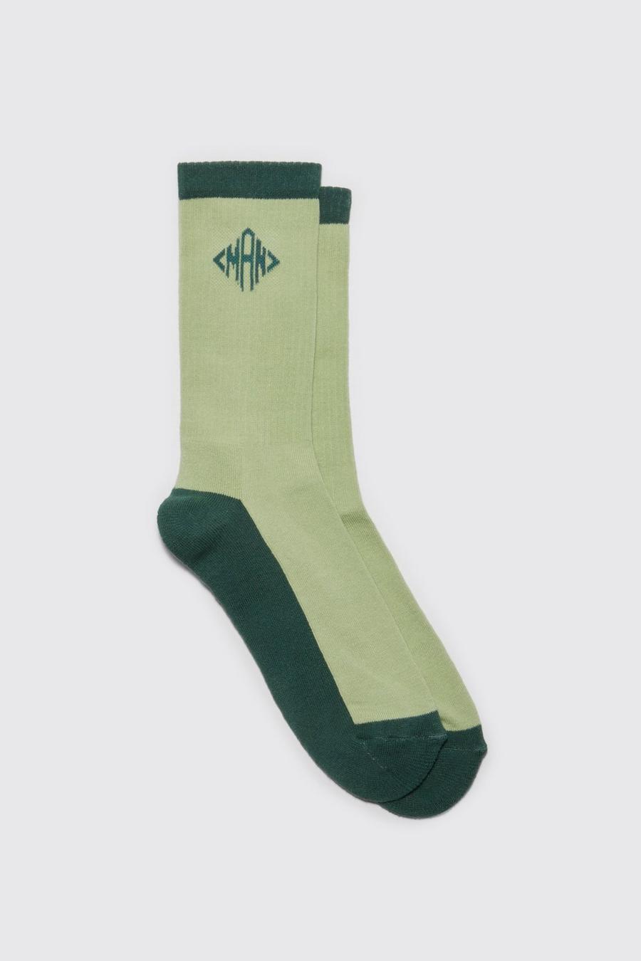 Man Colorblock Sport-Socken, Green image number 1