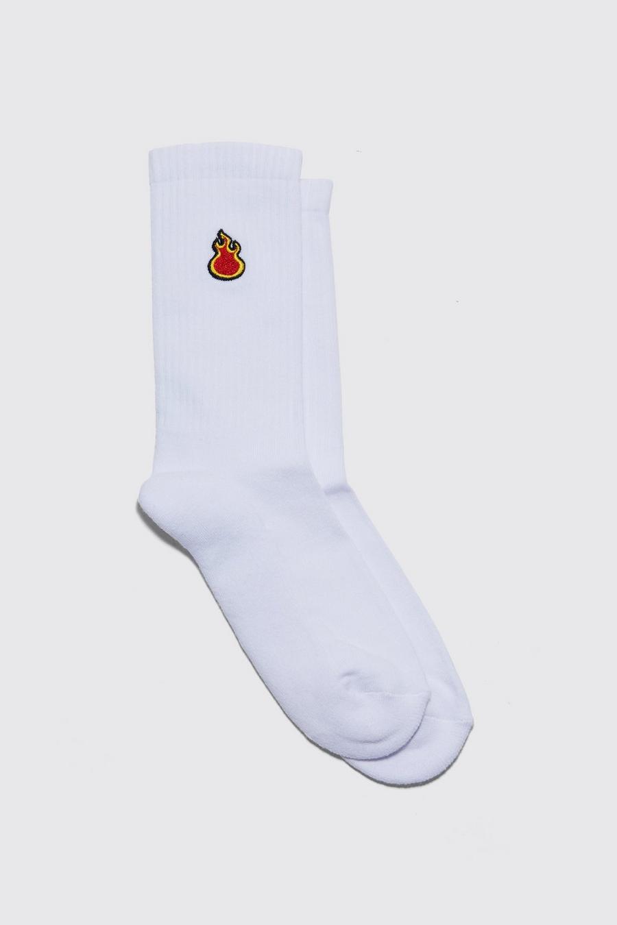 White Flame Embroidered Sports Socks image number 1