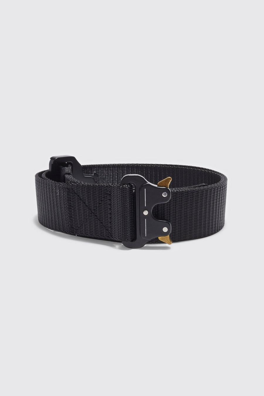 Black Nylon Belt With Buckle Detail