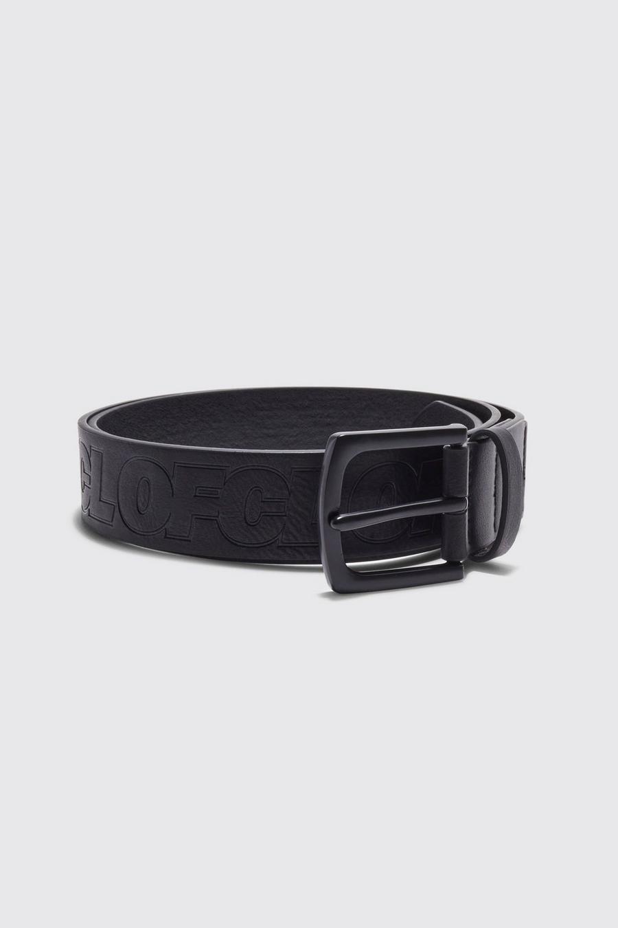 Black negro Offcl Embossed Faux Leather Belt