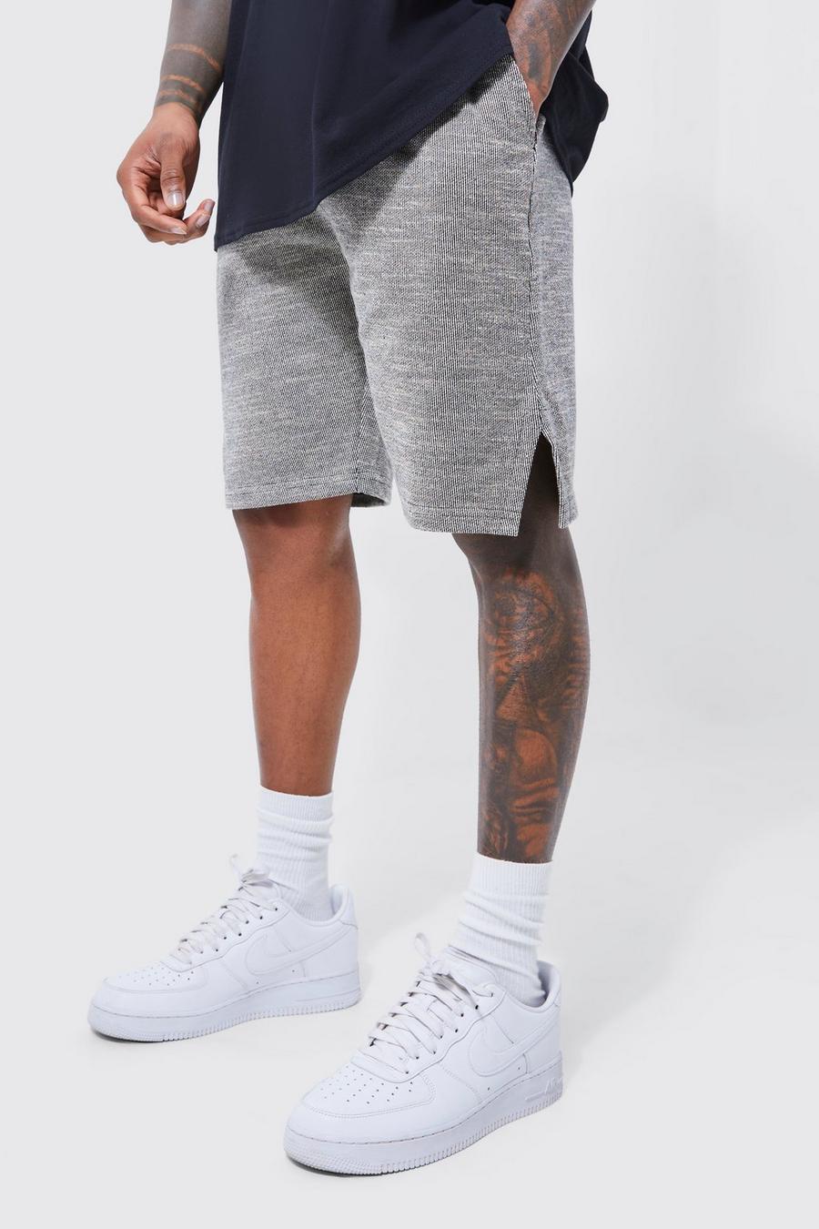 Strukturierte Jersey-Shorts mit geteiltem Saum, Black image number 1