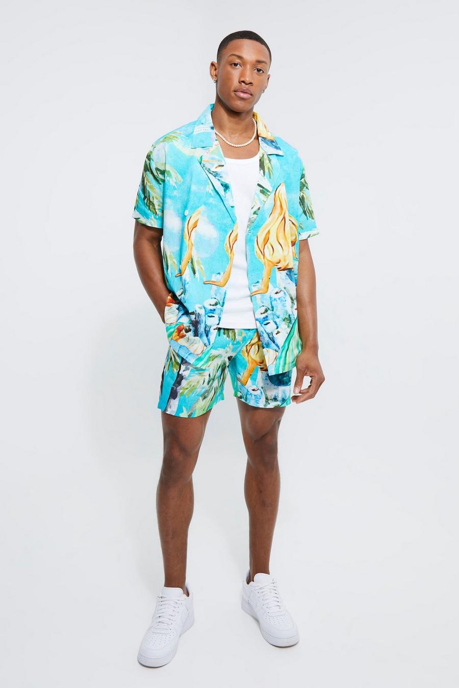 Teal Beach Wrap Shirt And Short image number 1
