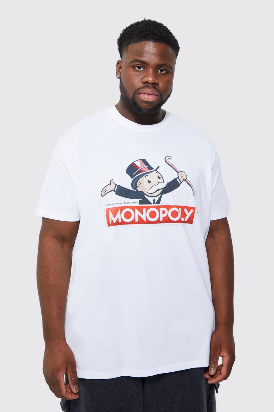 White Monopoly Plus T-shirt med tryck image number 1