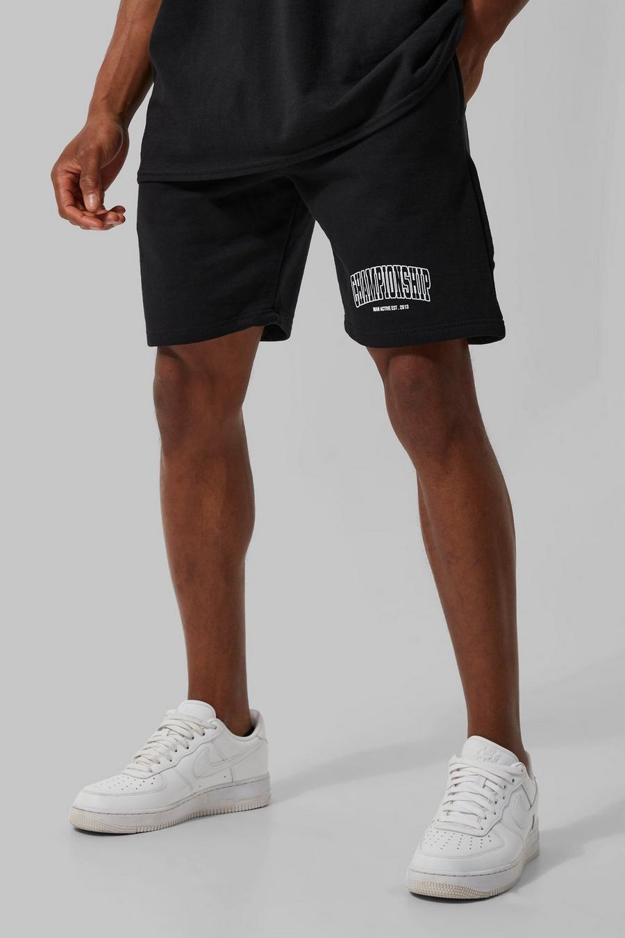 Black schwarz Man Active Gym Championship Shorts image number 1