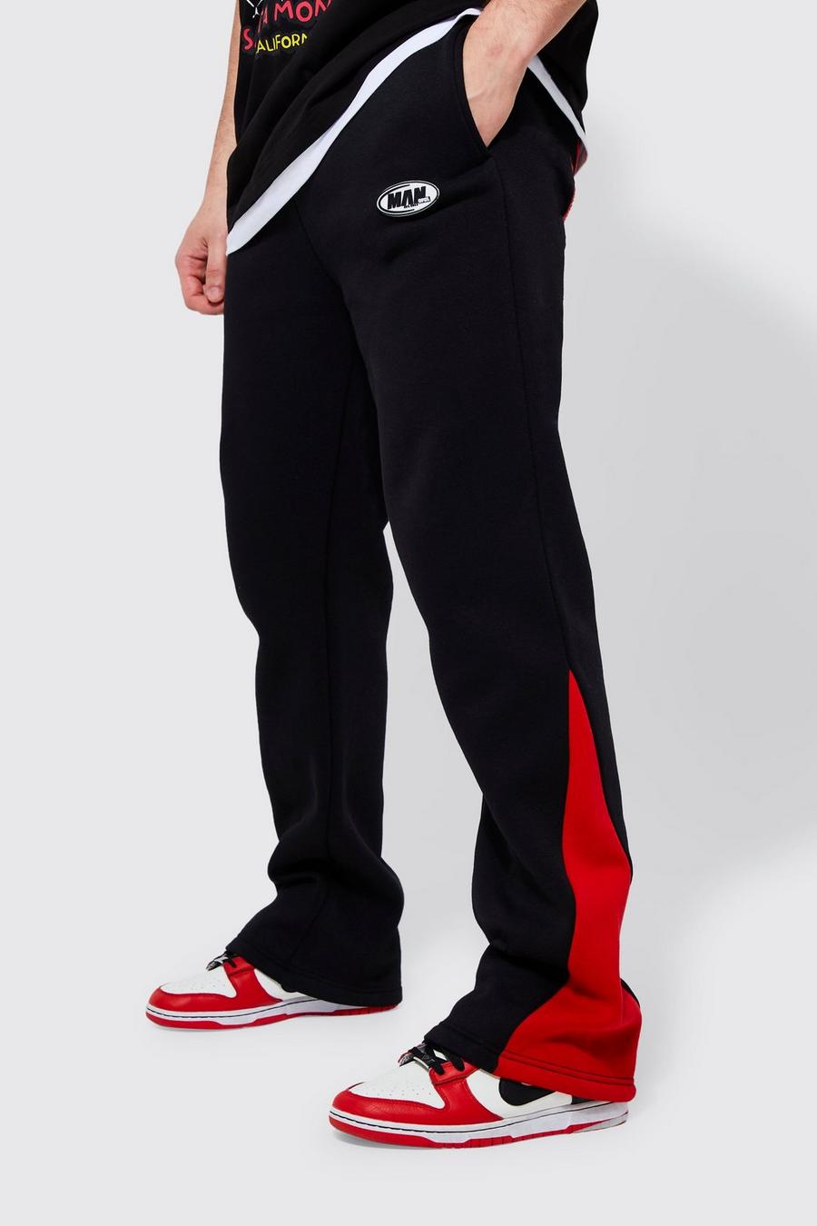 Pantaloni tuta Tall Regular Fit Worldwide con applique e inserti, Black image number 1