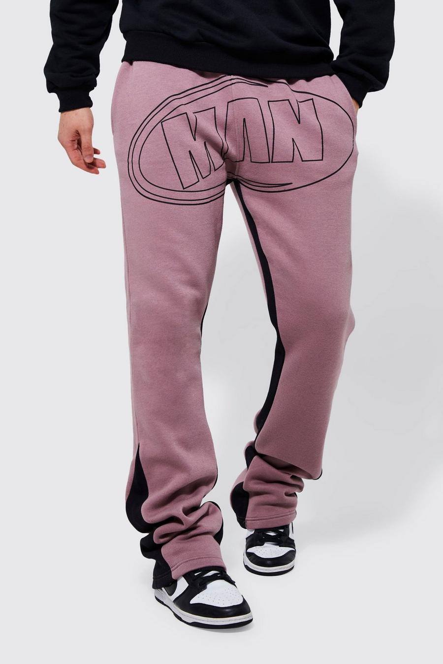 Mauve Tall Slim Stacked Man Contrast Gusset Jogger image number 1