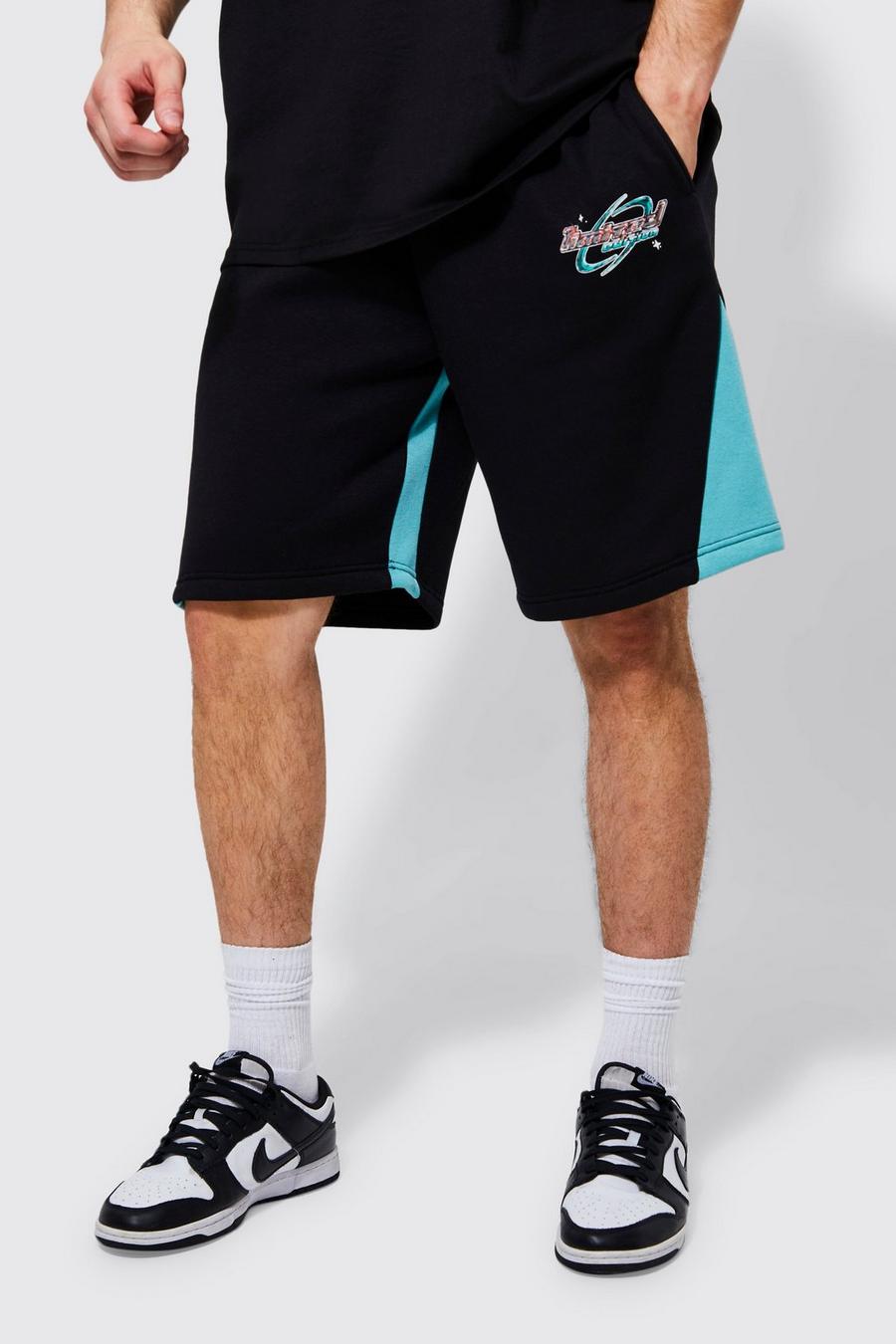 Black Tall Relaxed Contrast Gusset Jersey Short image number 1