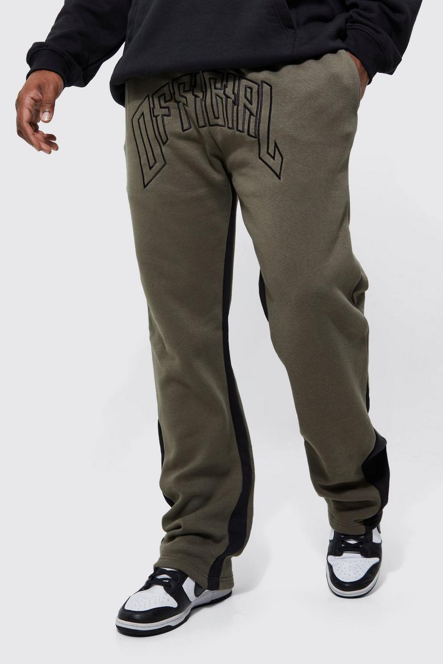 Olive green Plus Slim Stacked Official Gusset Jogger