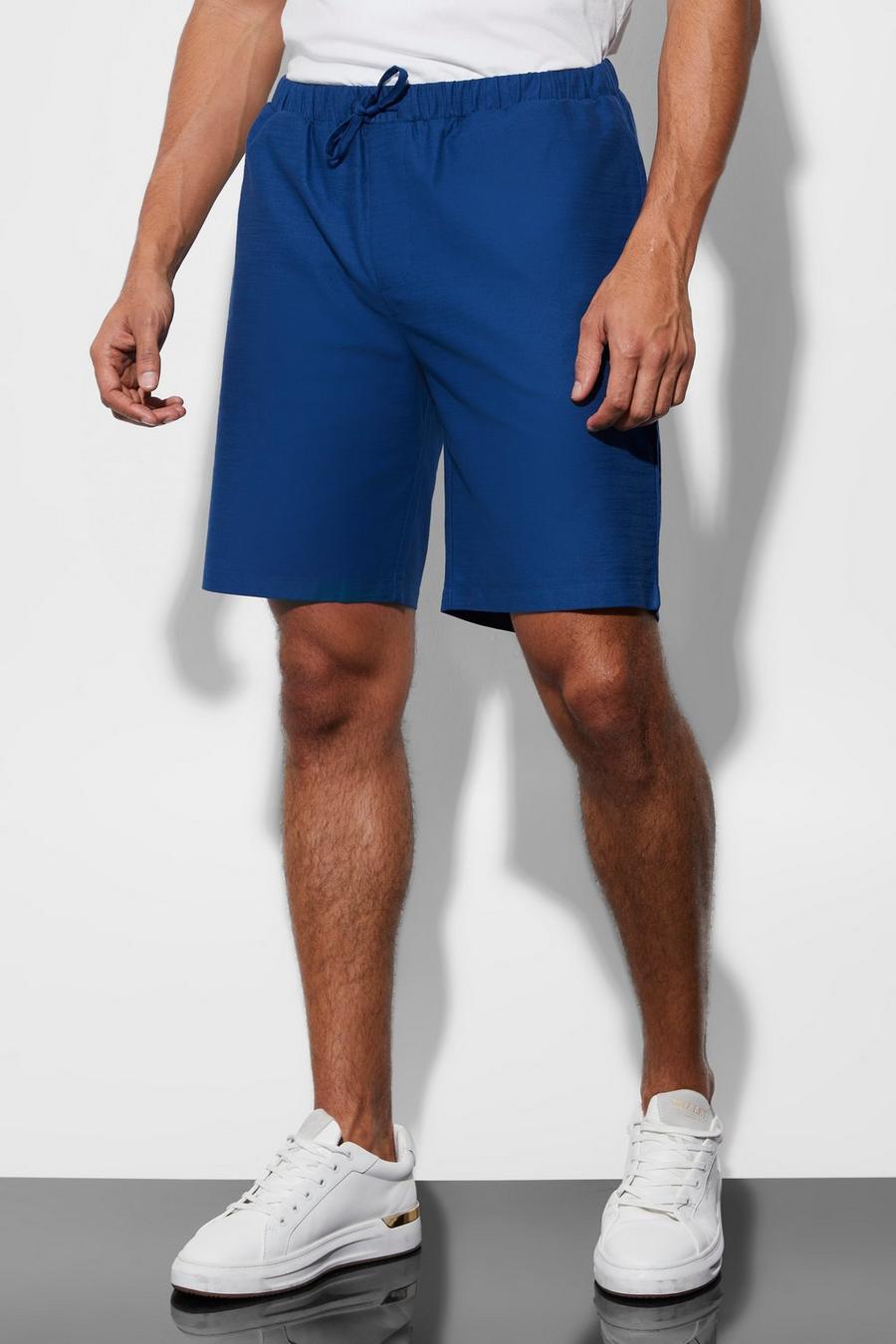 Pantaloncini formali Slim Fit con vita elasticizzata, Navy blu oltremare