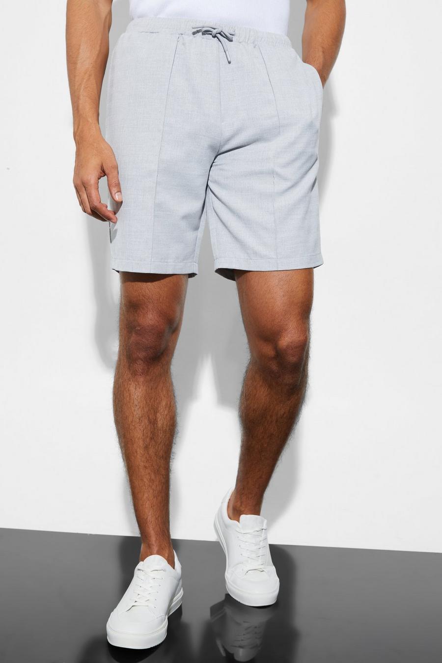 Slim-Fit Shorts mit elastischem Bund, Light grey grau