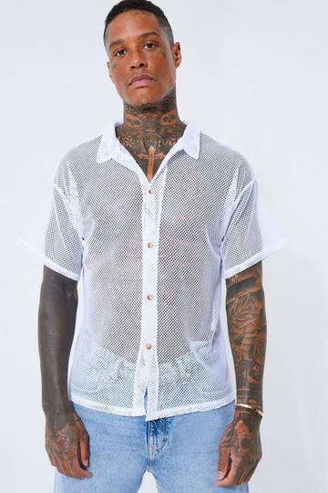 Boxy Mesh Shirt white