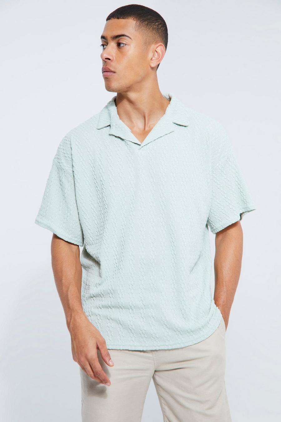 Strukturiertes Oversize Jersey-Poloshirt, Sage image number 1