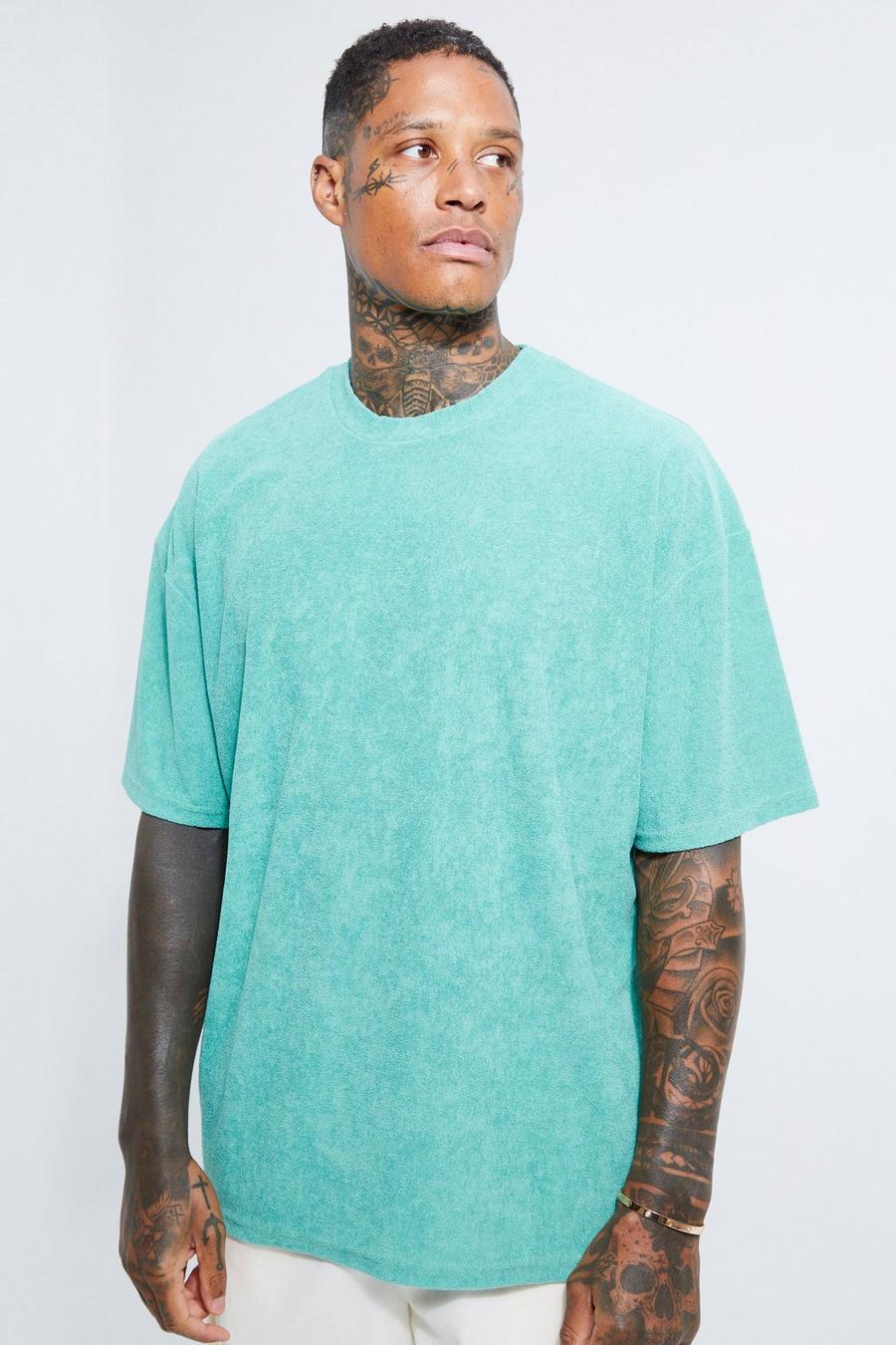 Sage green Oversized Soft Towelling T-shirt