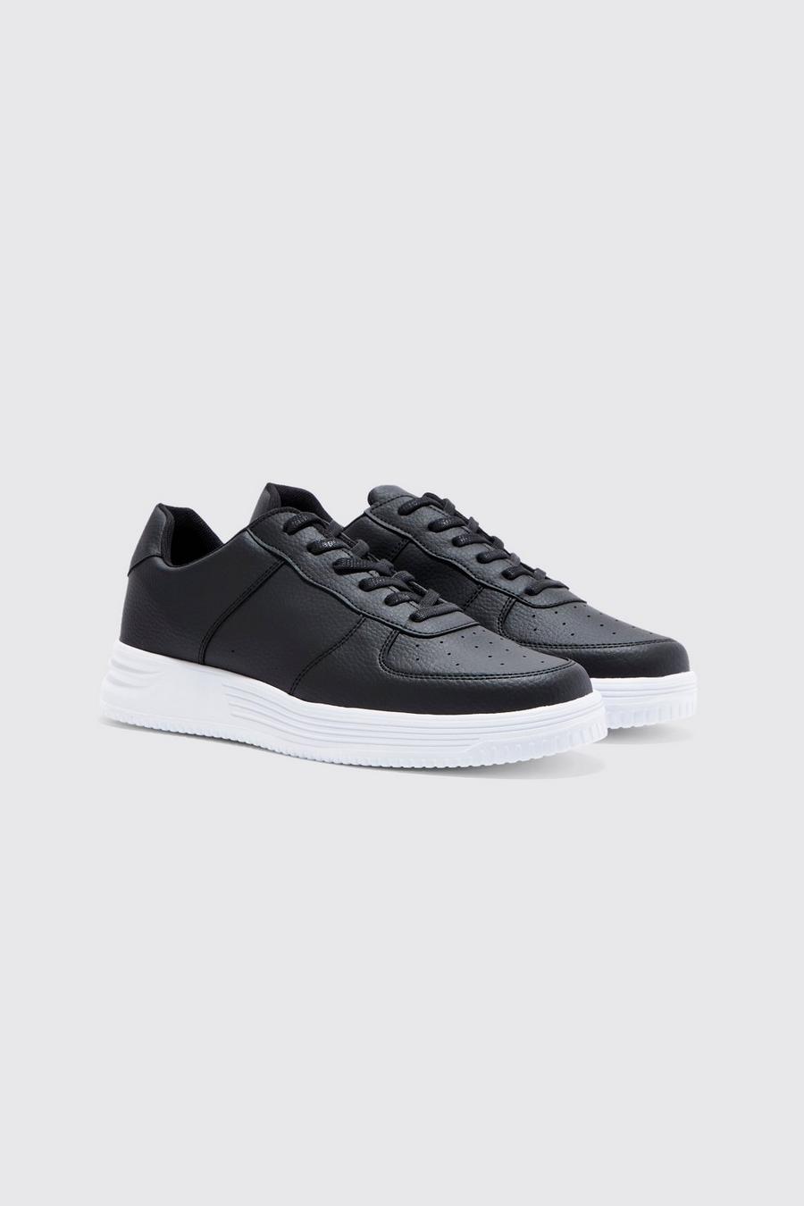 Black Smart Faux Leather Trainer image number 1