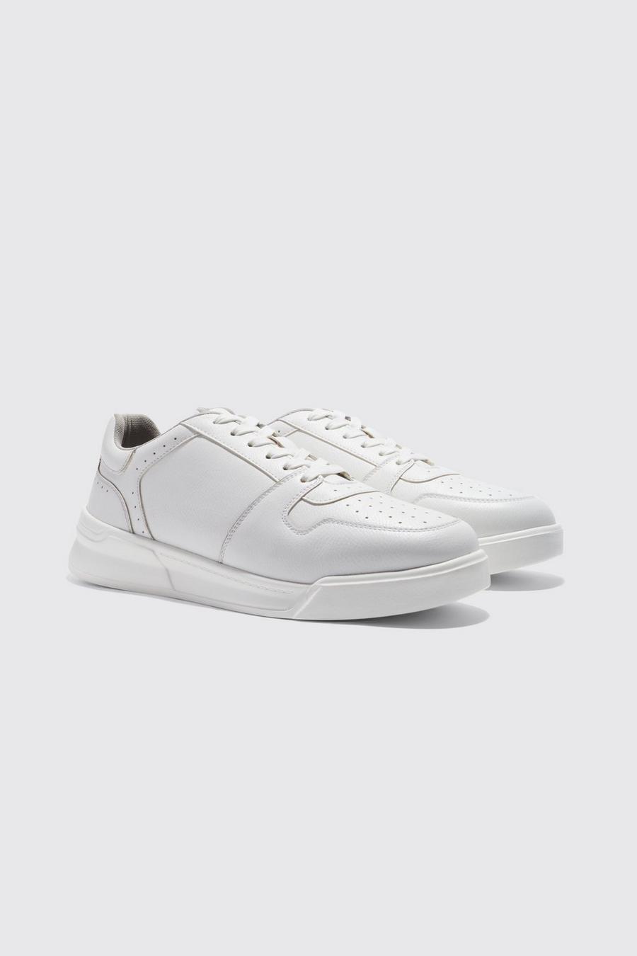 White Tonal Panel Detail Trainers image number 1
