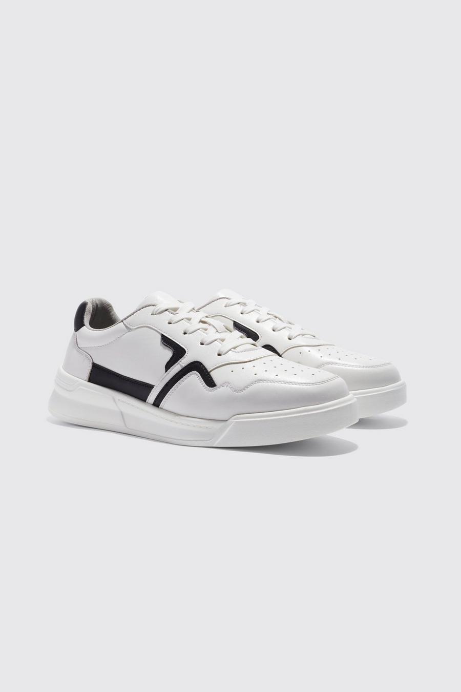 White Multi Panel Detail Trainers