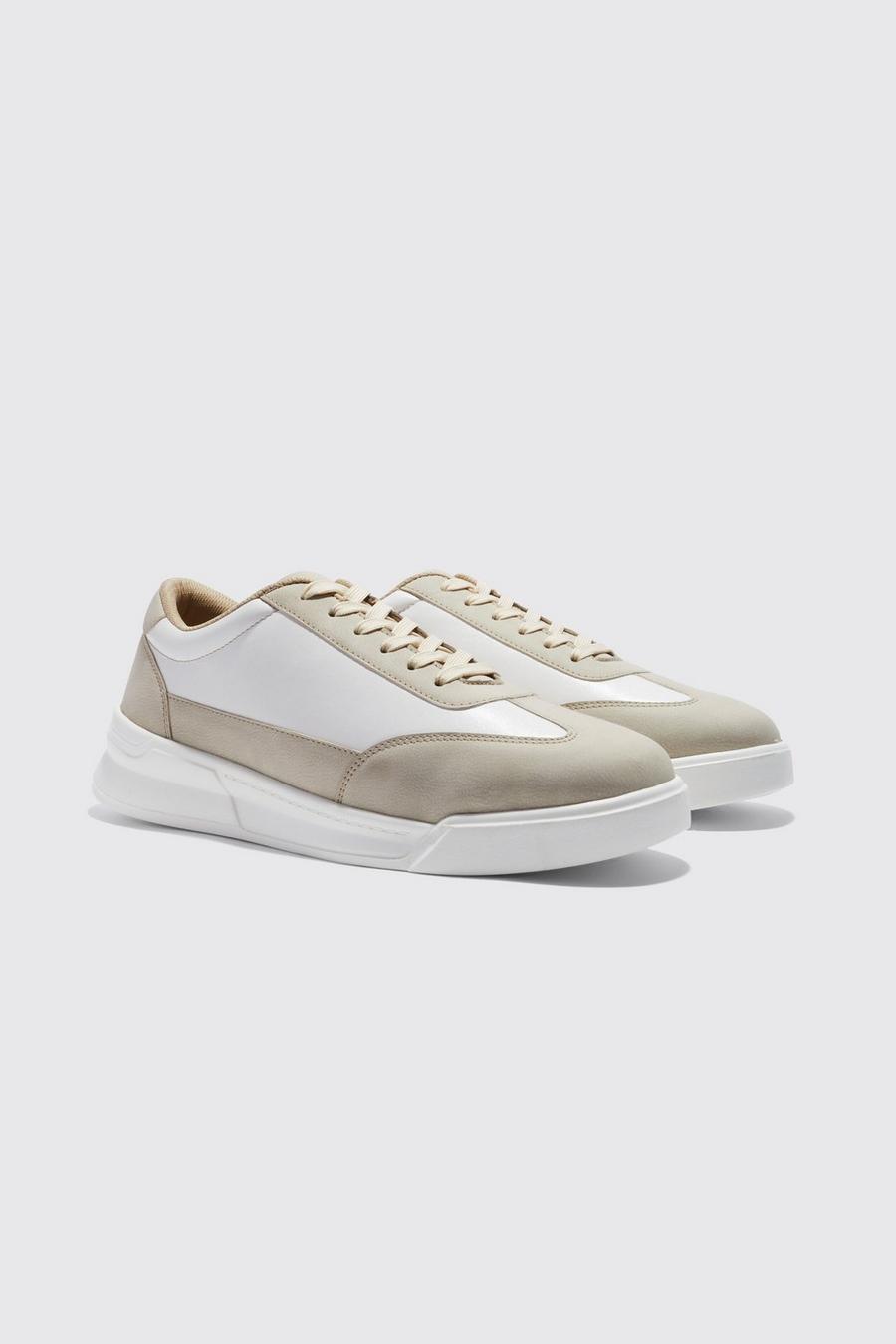 White vit Faux Suede Panel Trainers image number 1