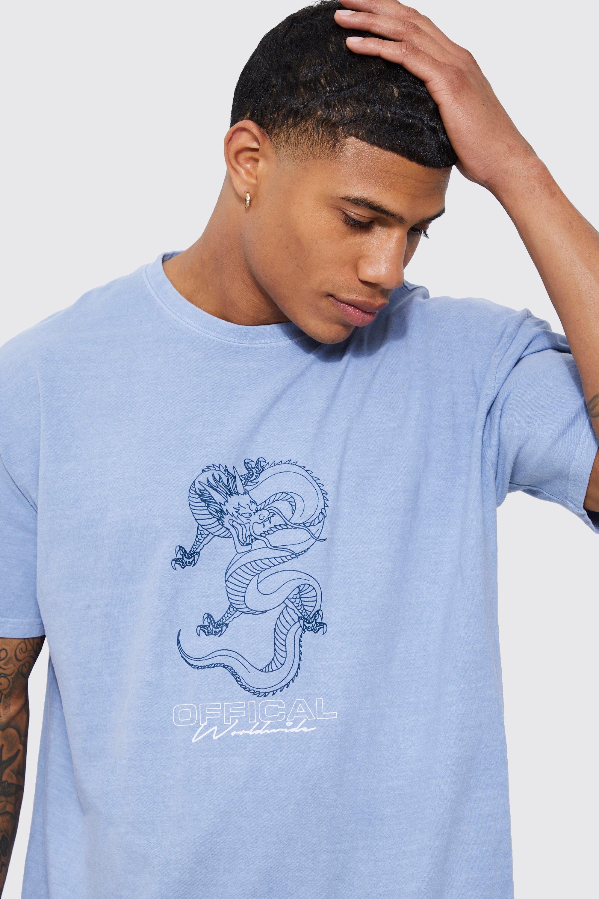 Oversized Overdyed Dragon Graphic T-shirt