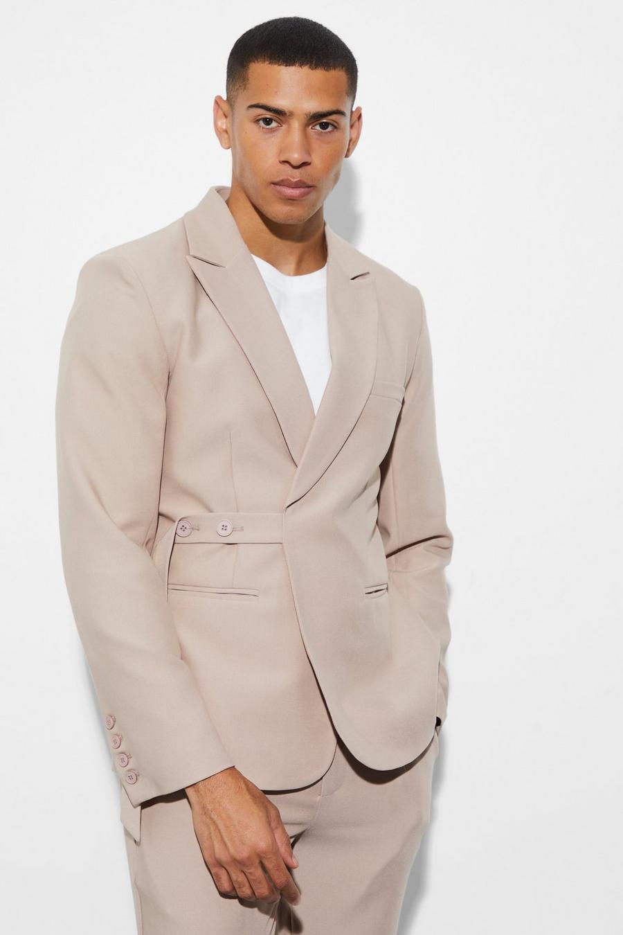 Mauve Slim Tie Front Suit Jacket image number 1