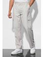 Taupe Elasticated Straight Leg Cargo Suit Trousers