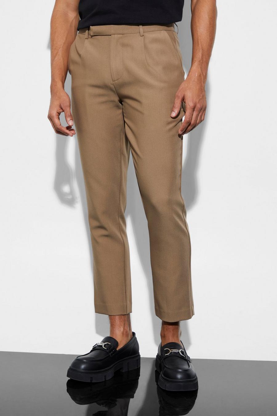 Mocha beige Slim Crop Suit Trousers image number 1