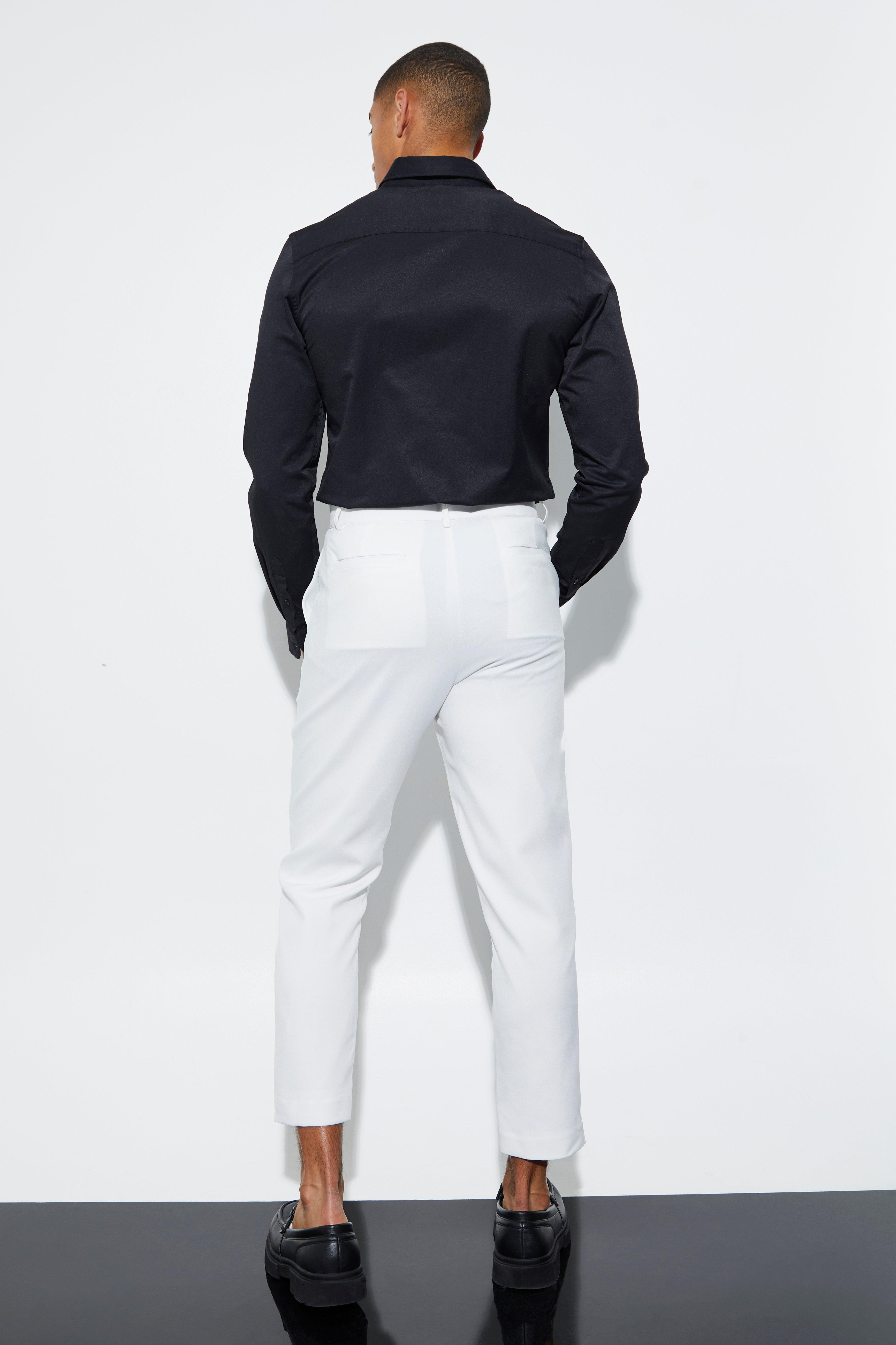 Mens white 2024 tapered pants