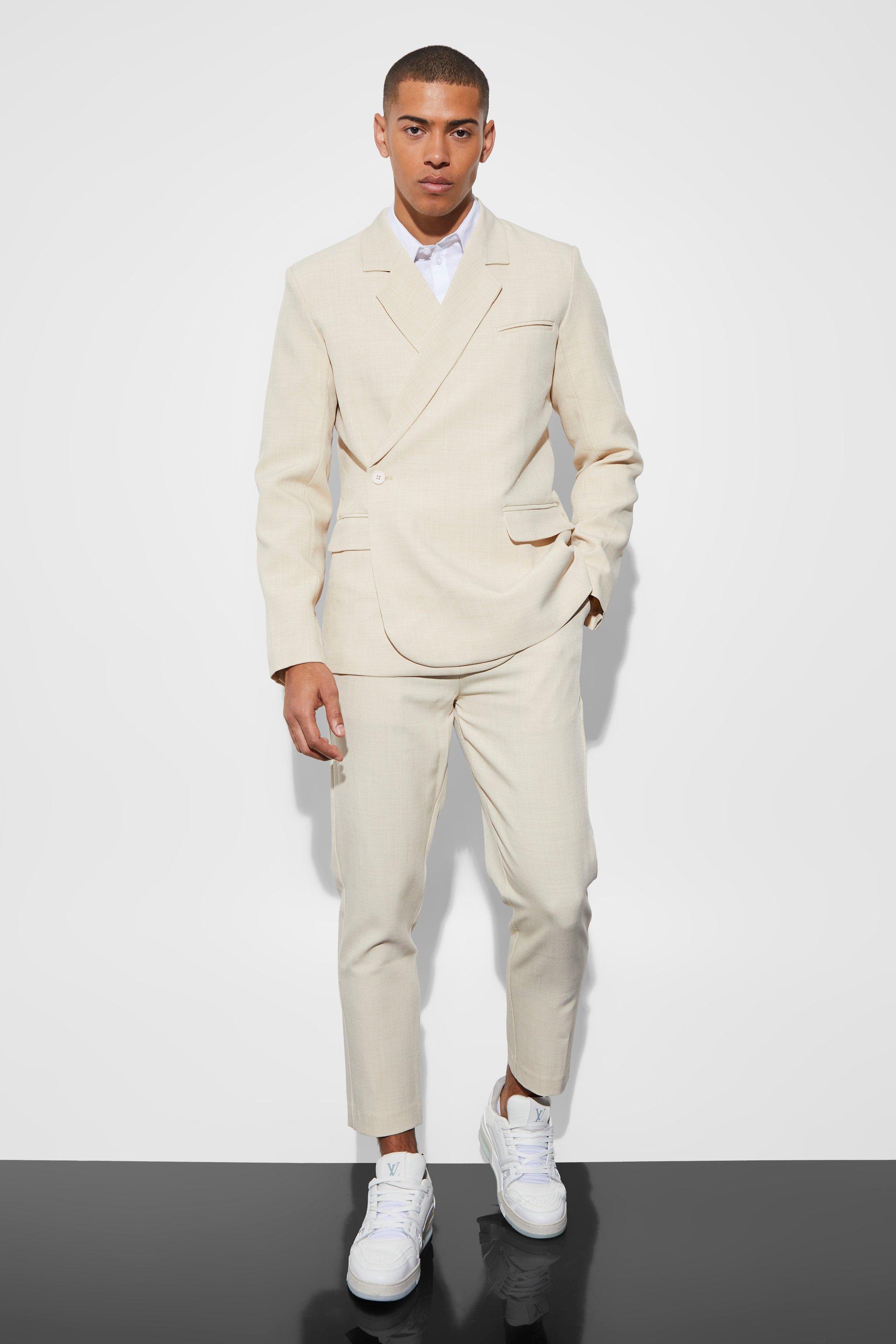 Tapered leg hot sale suit pants