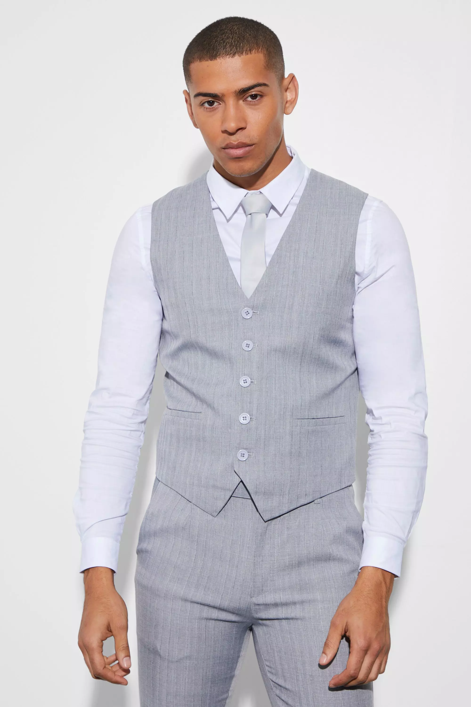 Skinny Textured Waistcoat