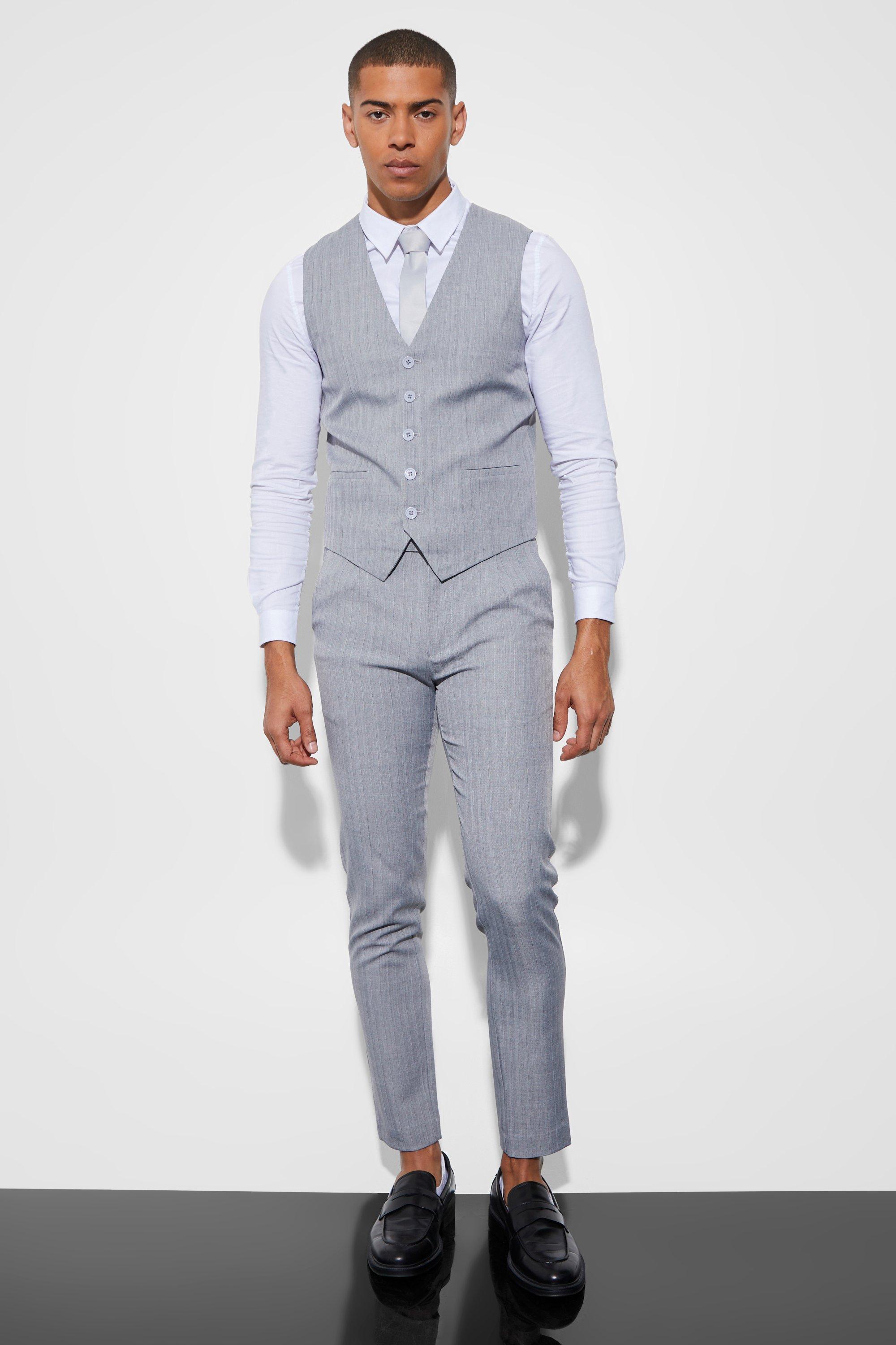 Grey 2024 textured waistcoat