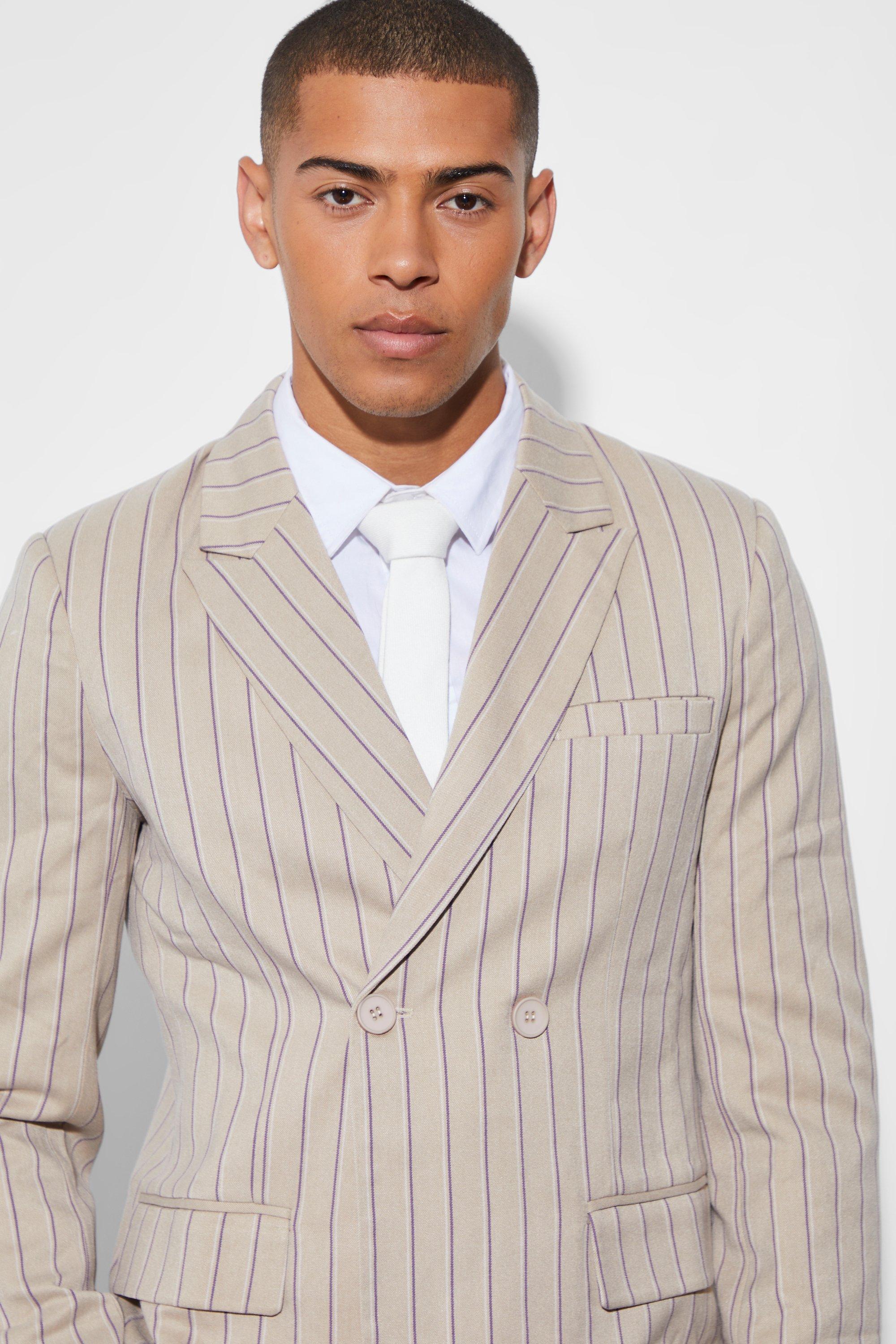 Striped double breasted on sale suit