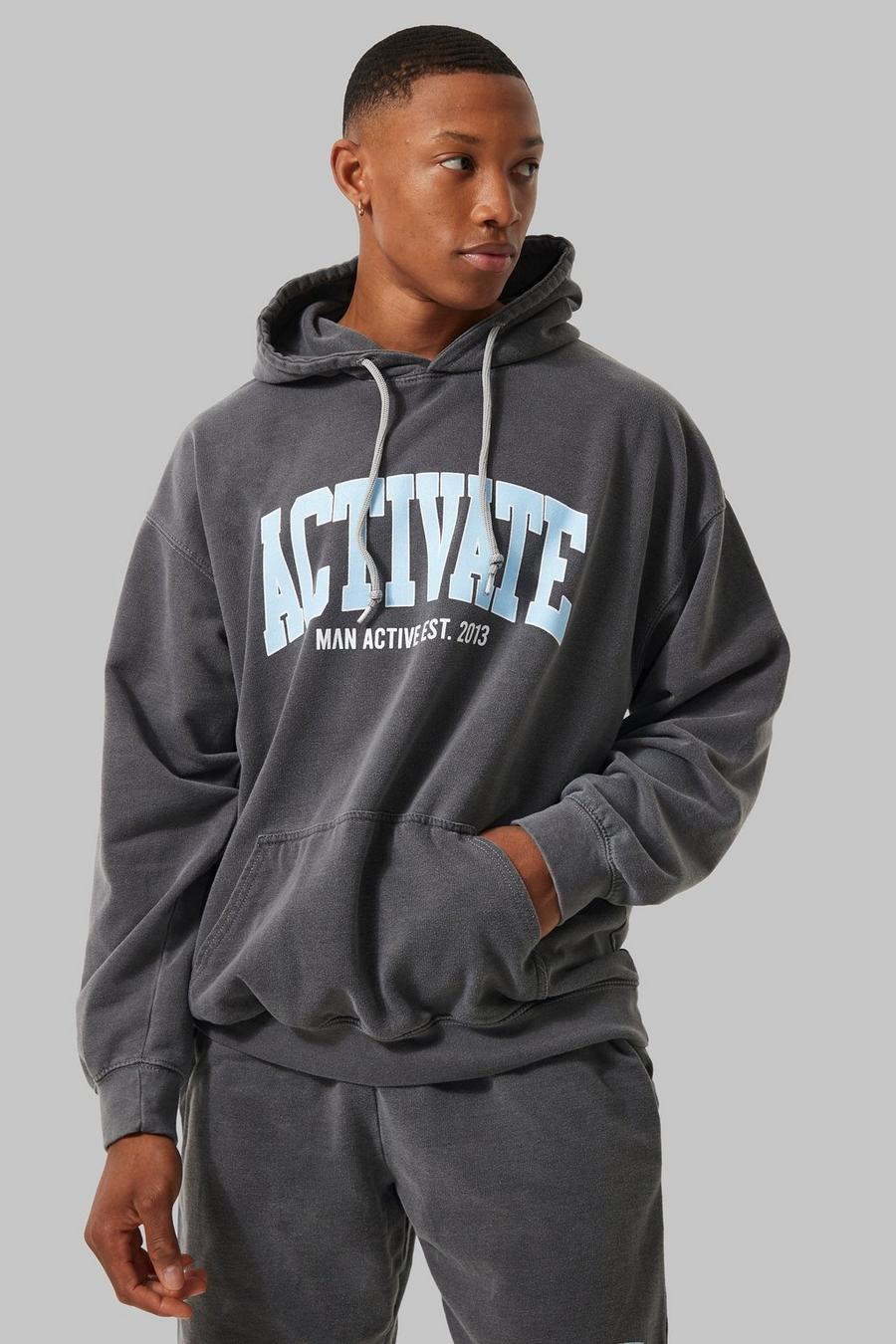 Man Active Activate Hoodie, Charcoal image number 1