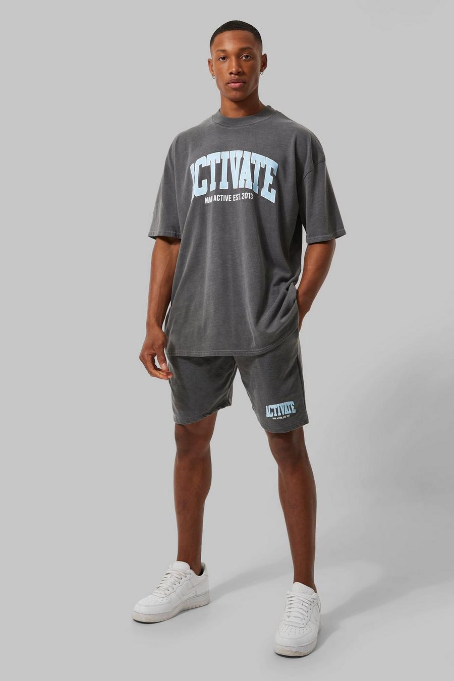 Charcoal Man Active Overdye Activate Set Met Shorts image number 1