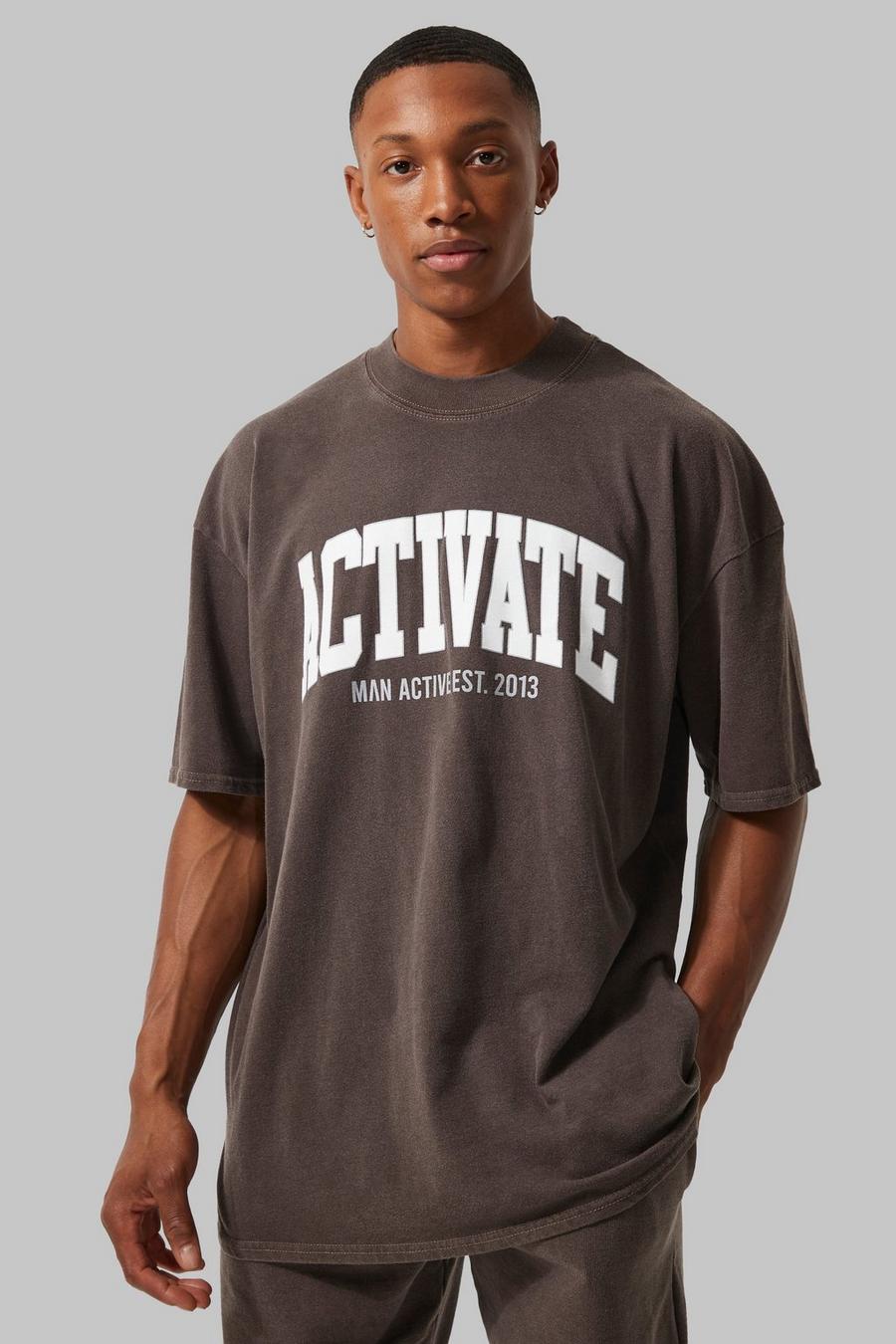 Man Active Activate T-Shirt, Chocolate marron